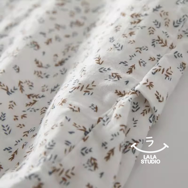 𝕃𝔸𝕃𝔸 𝕊𝕋𝕌𝔻𝕀𝕆 日系立領小碎花雙層棉紗長袖襯衫上衣  ˚ʚ  2色 ɞ˚-細節圖7