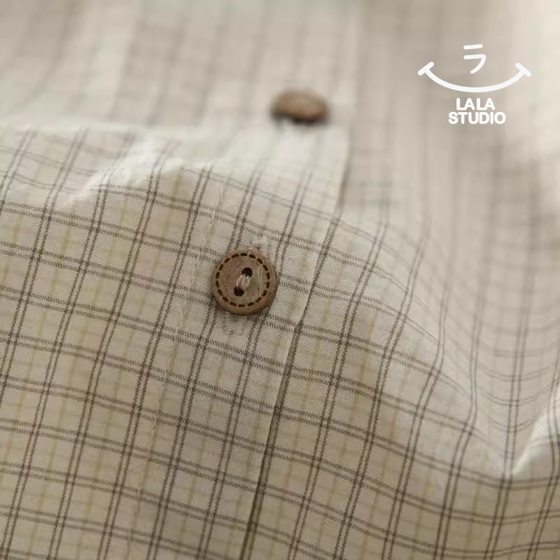 𝕃𝔸𝕃𝔸 𝕊𝕋𝕌𝔻𝕀𝕆 日系甜美雙層蕾絲花邊領細格紋長袖襯衫 ˚ʚ  2色 ɞ˚-細節圖7