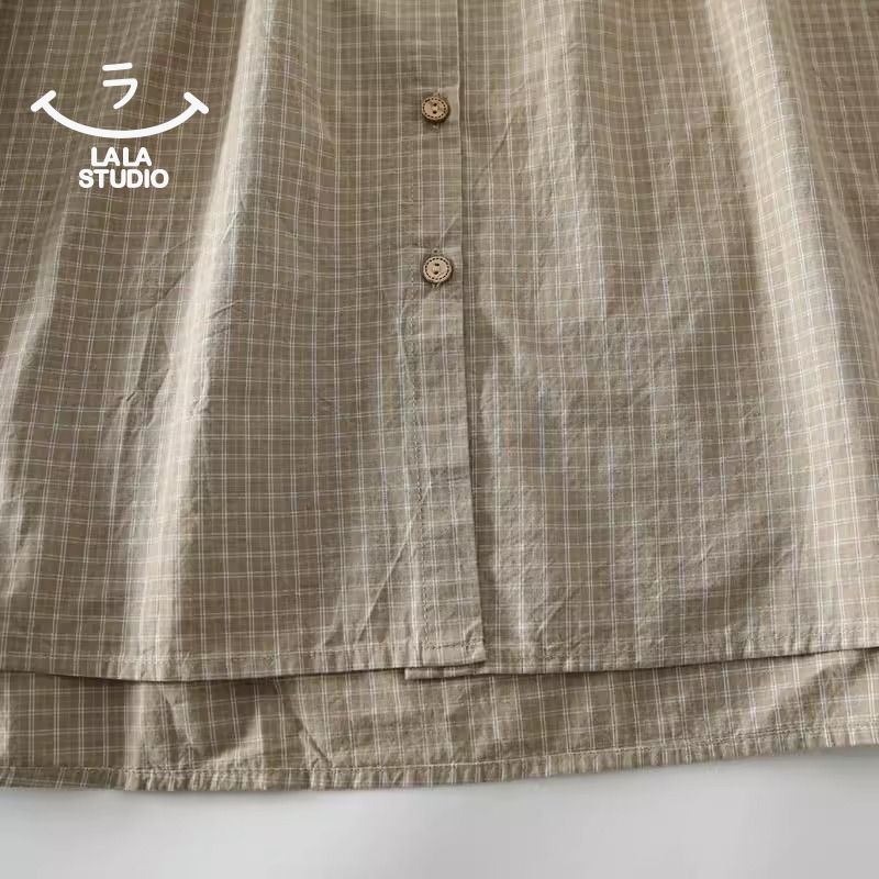 𝕃𝔸𝕃𝔸 𝕊𝕋𝕌𝔻𝕀𝕆 日系甜美雙層蕾絲花邊領細格紋長袖襯衫 ˚ʚ  2色 ɞ˚-細節圖8