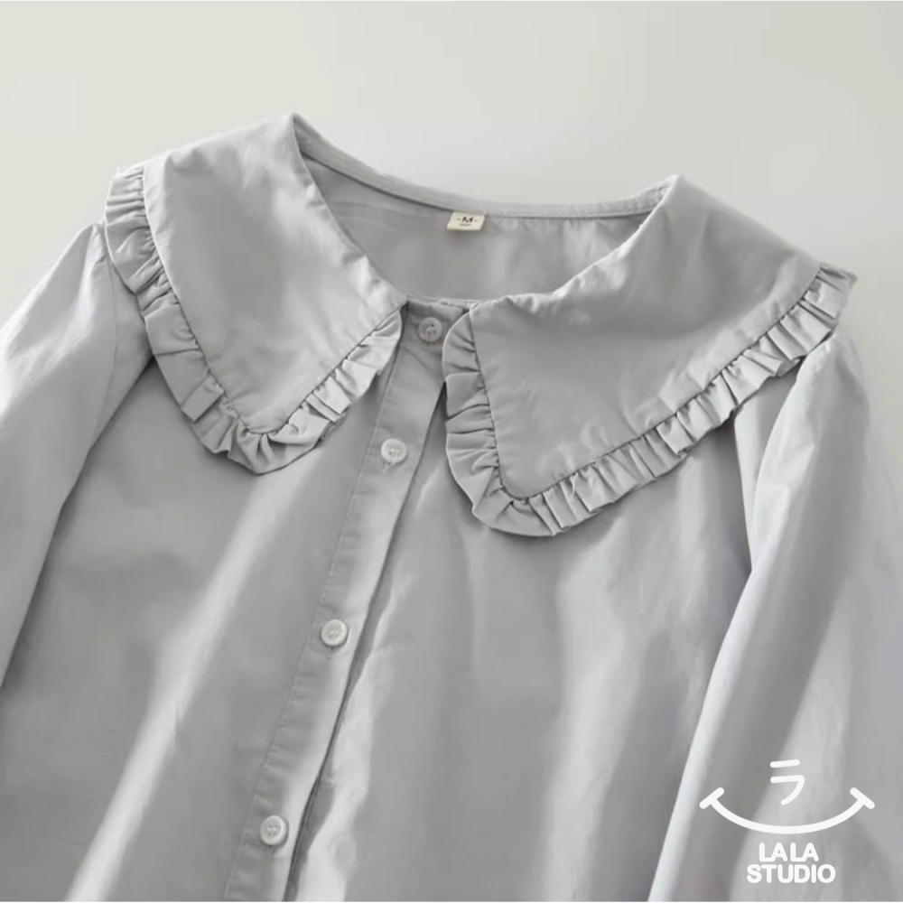 𝕃𝔸𝕃𝔸 𝕊𝕋𝕌𝔻𝕀𝕆 日系木耳花邊娃娃領長袖襯衫上衣 ˚ʚ 2色 ɞ˚-細節圖4