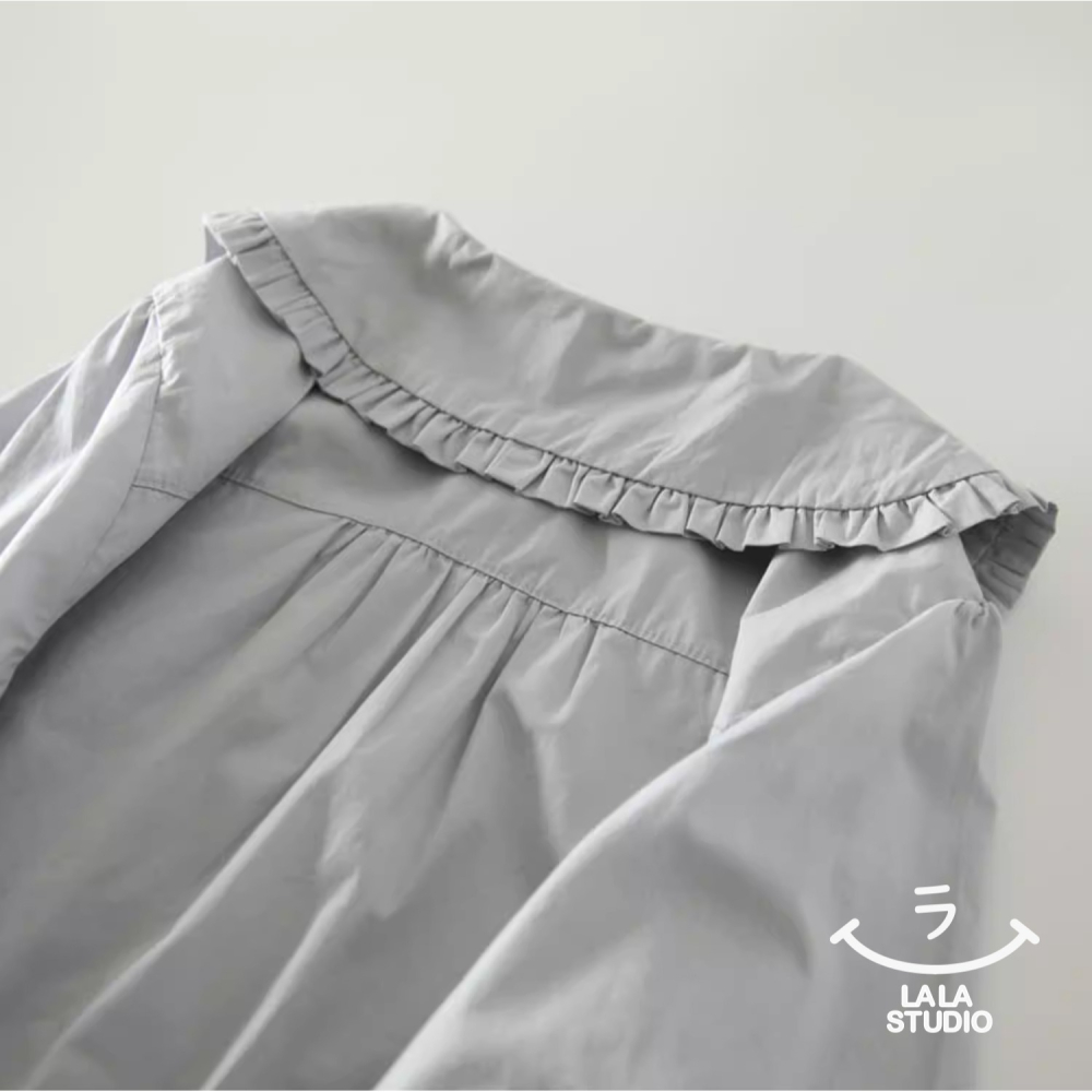 𝕃𝔸𝕃𝔸 𝕊𝕋𝕌𝔻𝕀𝕆 日系木耳花邊娃娃領長袖襯衫上衣 ˚ʚ 2色 ɞ˚-細節圖7