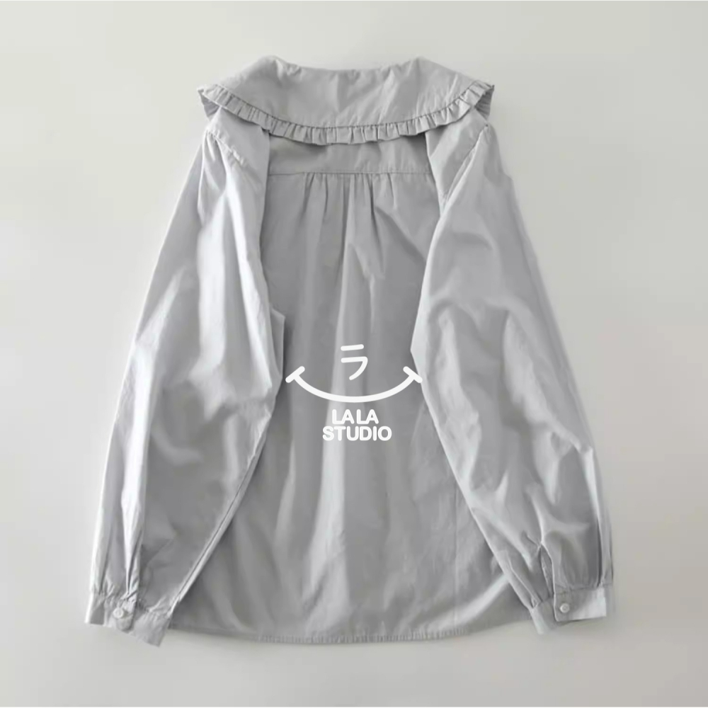 𝕃𝔸𝕃𝔸 𝕊𝕋𝕌𝔻𝕀𝕆 日系木耳花邊娃娃領長袖襯衫上衣 ˚ʚ 2色 ɞ˚-細節圖8