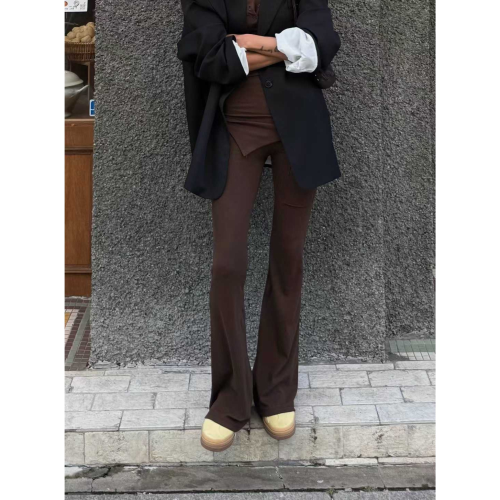 『現貨棕』💕正韓Abbeylee高彈力喇叭褲-細節圖10