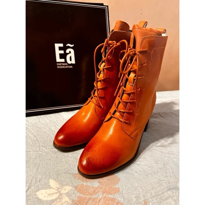 全新✨ Ea專櫃女鞋_真皮咖色中筒靴👢（25號姐妹看過來🔥-細節圖2