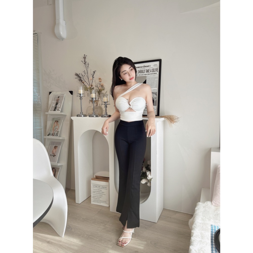 性感斜肩網紗中空銀扣平扣上衣（有胸墊、小胸穿也很集中❤️)-細節圖4