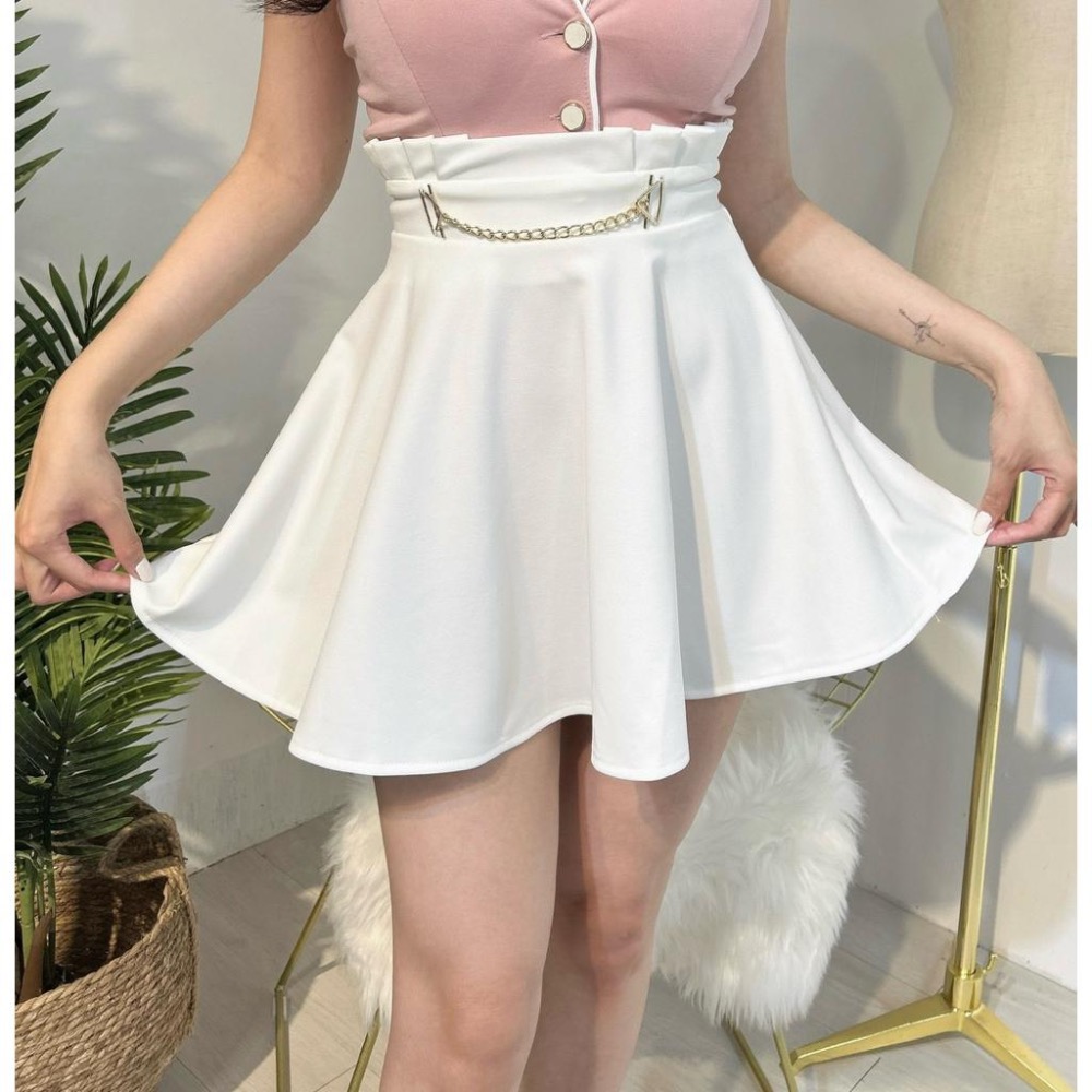 ［Sunlight服飾 馬上出貨✨]超質感氣質V領背心鈕扣彈力百褶腰鏈套裝｜辣妹｜夜店｜出遊|氣質|禮服|派對🎉-細節圖6