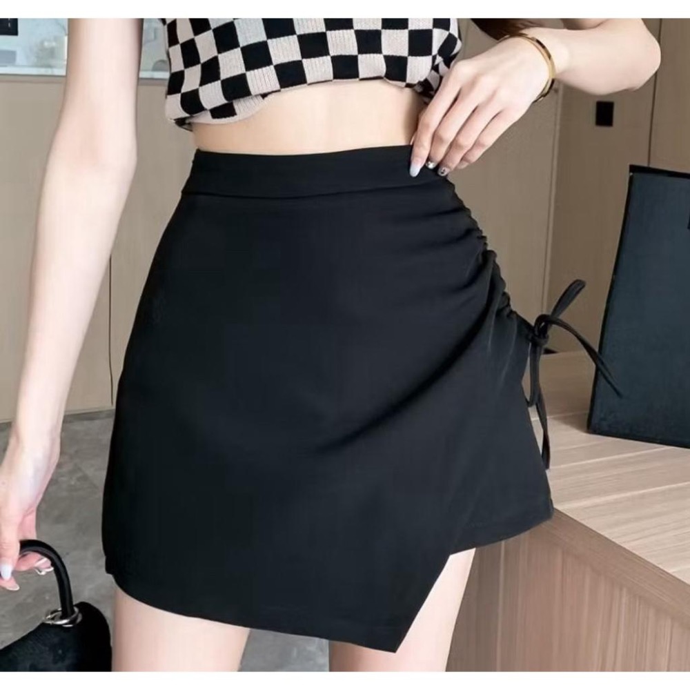 [Sunlight服飾 馬上出貨✨整套打配系列😆]高腰不規則綁帶顯瘦A字包裙（上下身都有賣！）-細節圖2