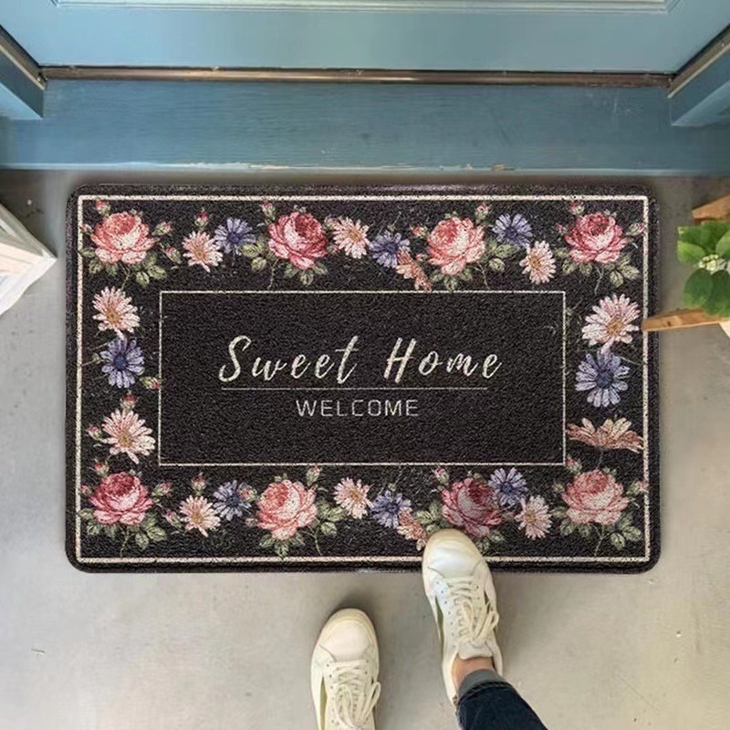 玄關門廳地墊.60*90可水洗入戶門歐式田園碎花刮土蹭土絲圈地墊-細節圖2