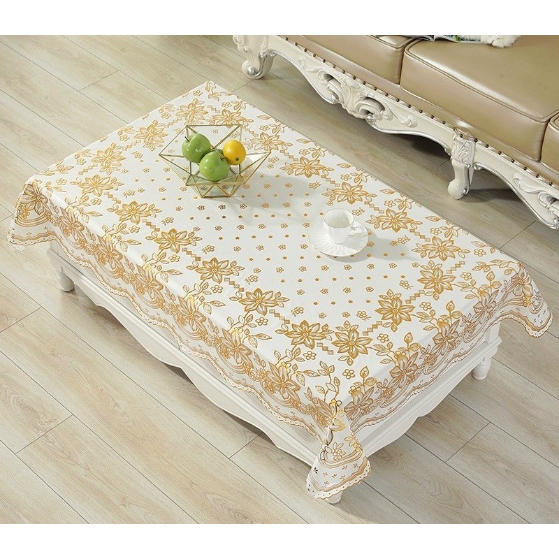 歐式燙金PVC塑膠桌巾.90*140CM茶几墊.餐桌墊-細節圖5