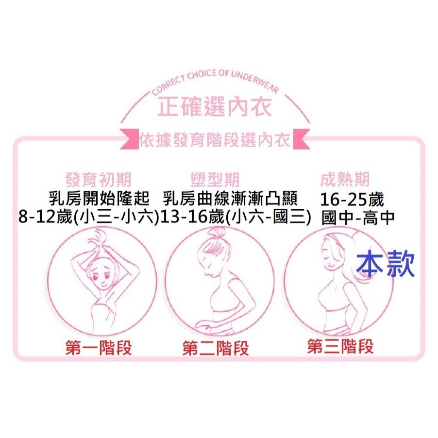 3302發育期第三階段學生內衣.下胸圍61-76CM.純棉少女文胸-細節圖10