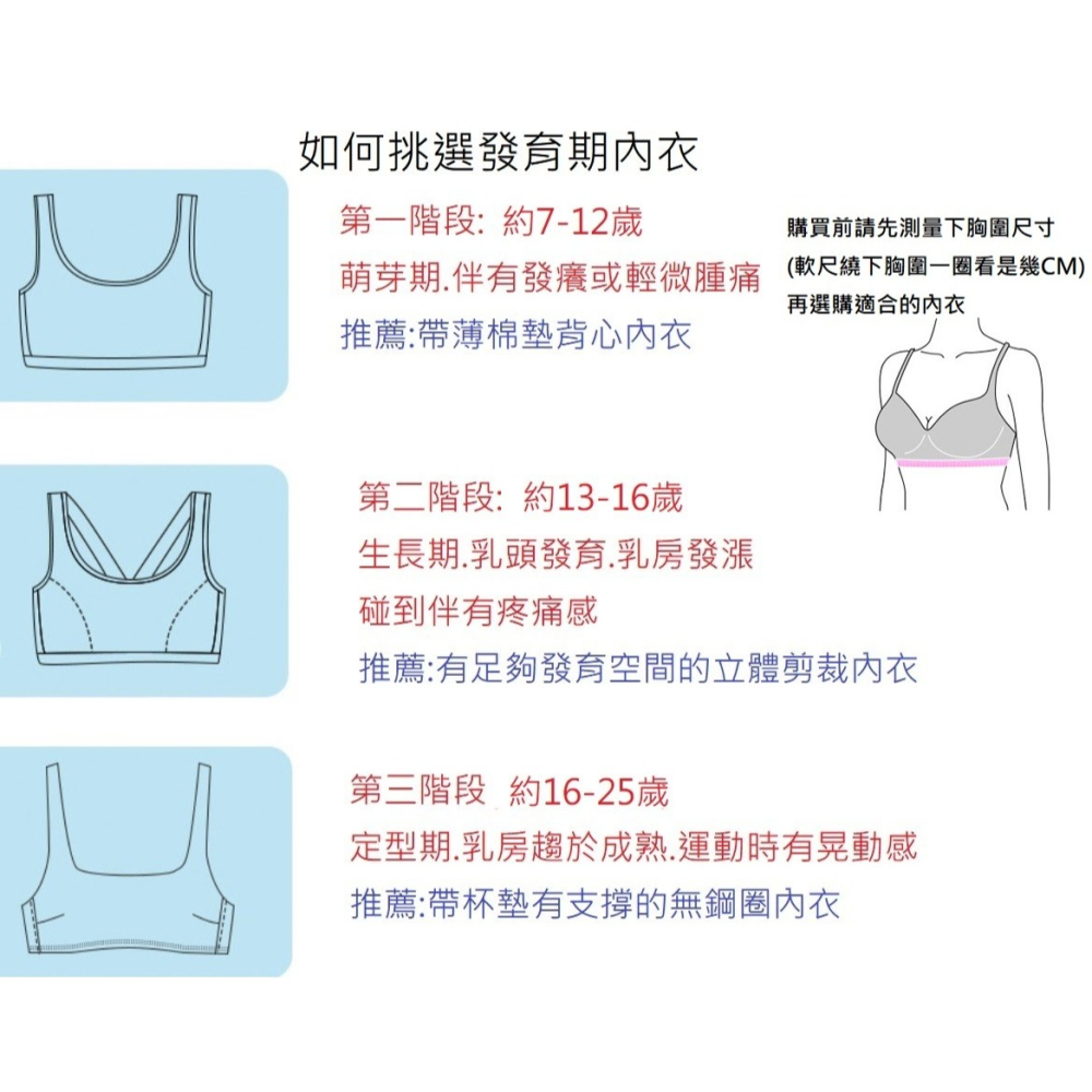 3302發育期第三階段學生內衣3件組.下胸圍61-76CM.純棉少女文胸-細節圖11