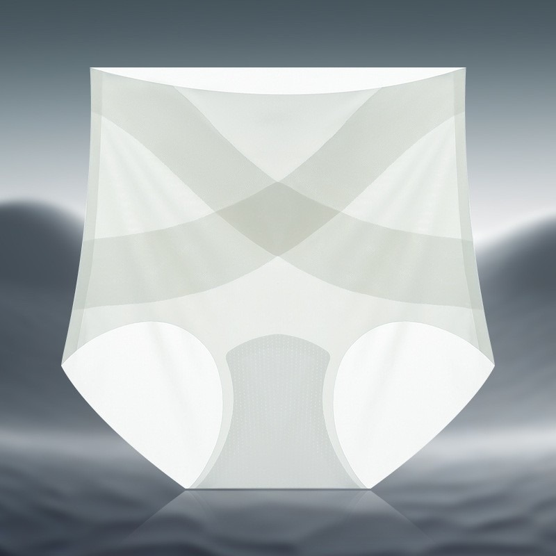 超薄无痕女士交叉收腹裤 冰丝高腰7A桑蚕丝抑菌裆速干提臀面膜内裤-細節圖3