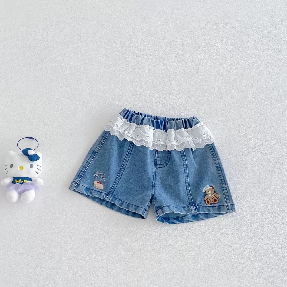 【 26097║ 🌼2026夏季🌼印花圖無袖花邊領上衣+牛仔短褲兩件套裝】-細節圖9
