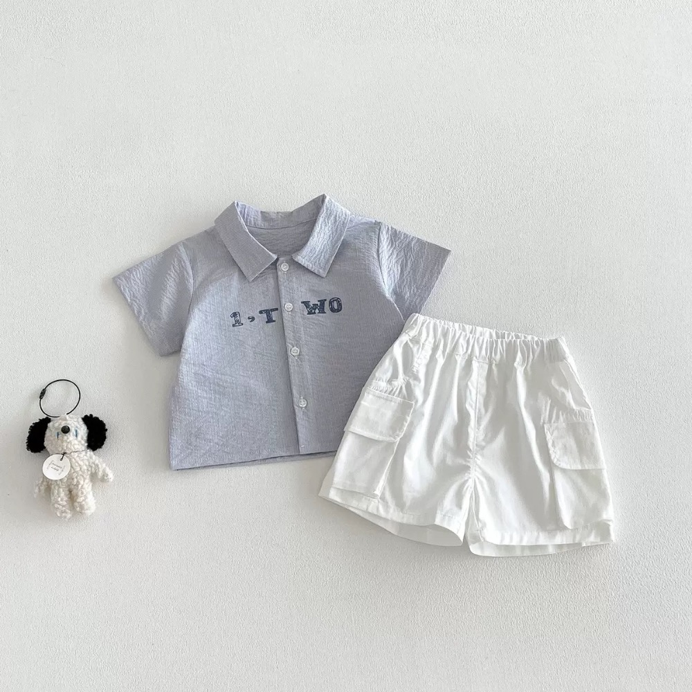 【 26112║ 🌼2026夏季🌼男寶POLO衫+條紋短褲兩件套裝】-細節圖2