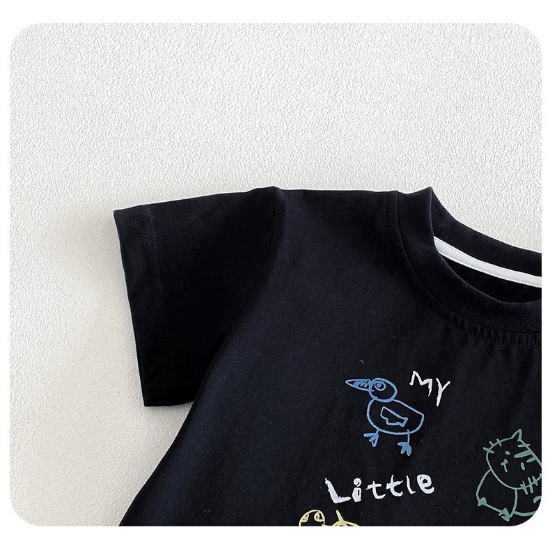 【 26150║ 🌼2026夏季🌼男寶韓版短袖卡通上衣+格子褲兩件套裝】-細節圖7