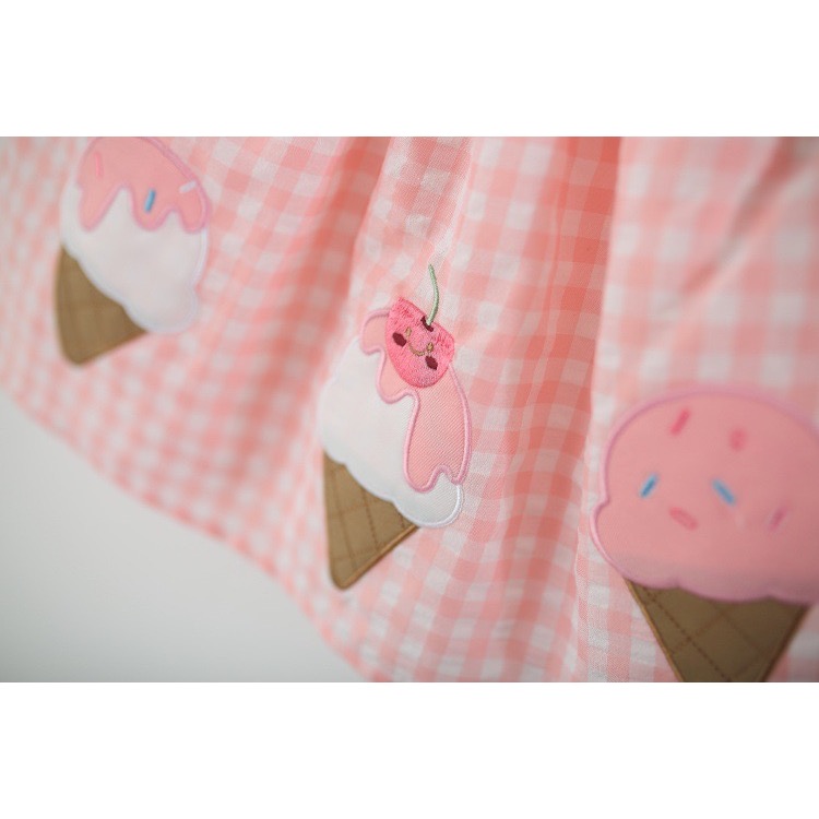 【 26170║ 🌼2026夏季🌼花邊領格紋冰淇淋連衣裙】-細節圖8