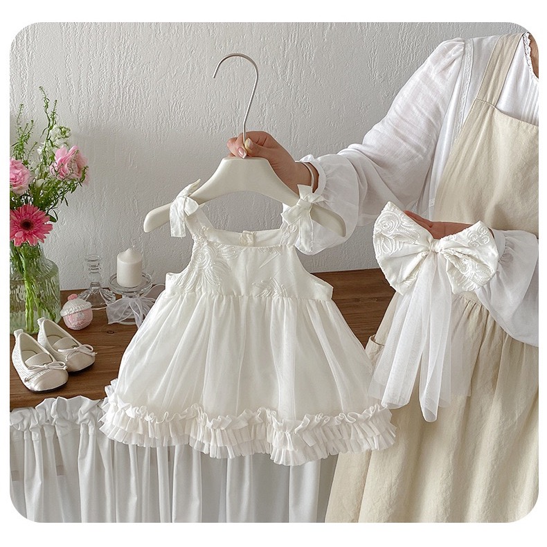 商品: 【 26213║ 🌼2026夏季🌼吊帶網紗裙+蝴蝶結髮飾】-細節圖4