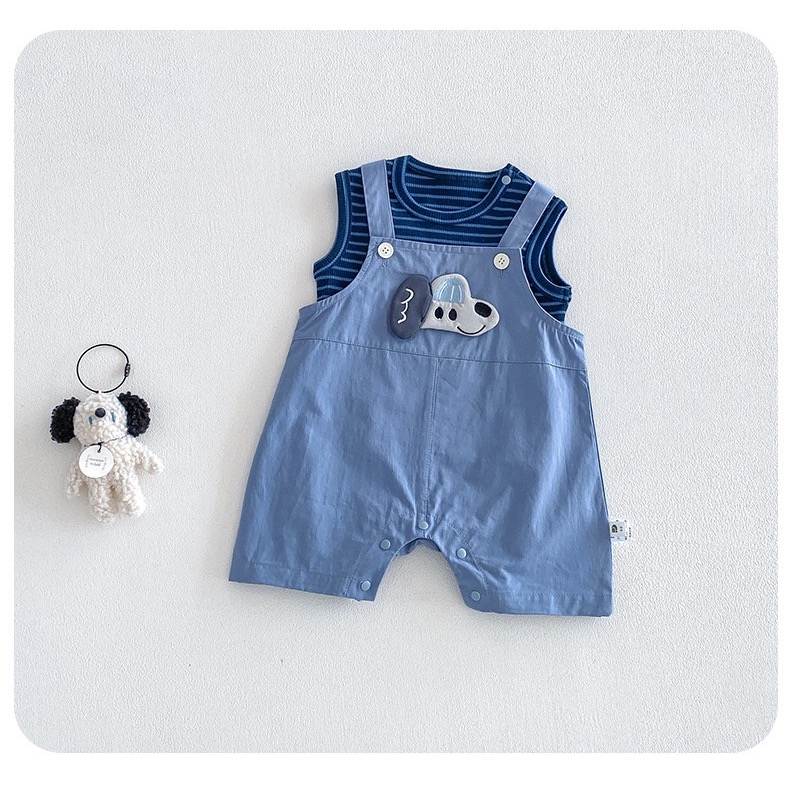 商品: 【 26222║ 🌼2026夏季🌼男寶條紋打底衣+小狗卡通背帶褲兩件套裝】-細節圖3