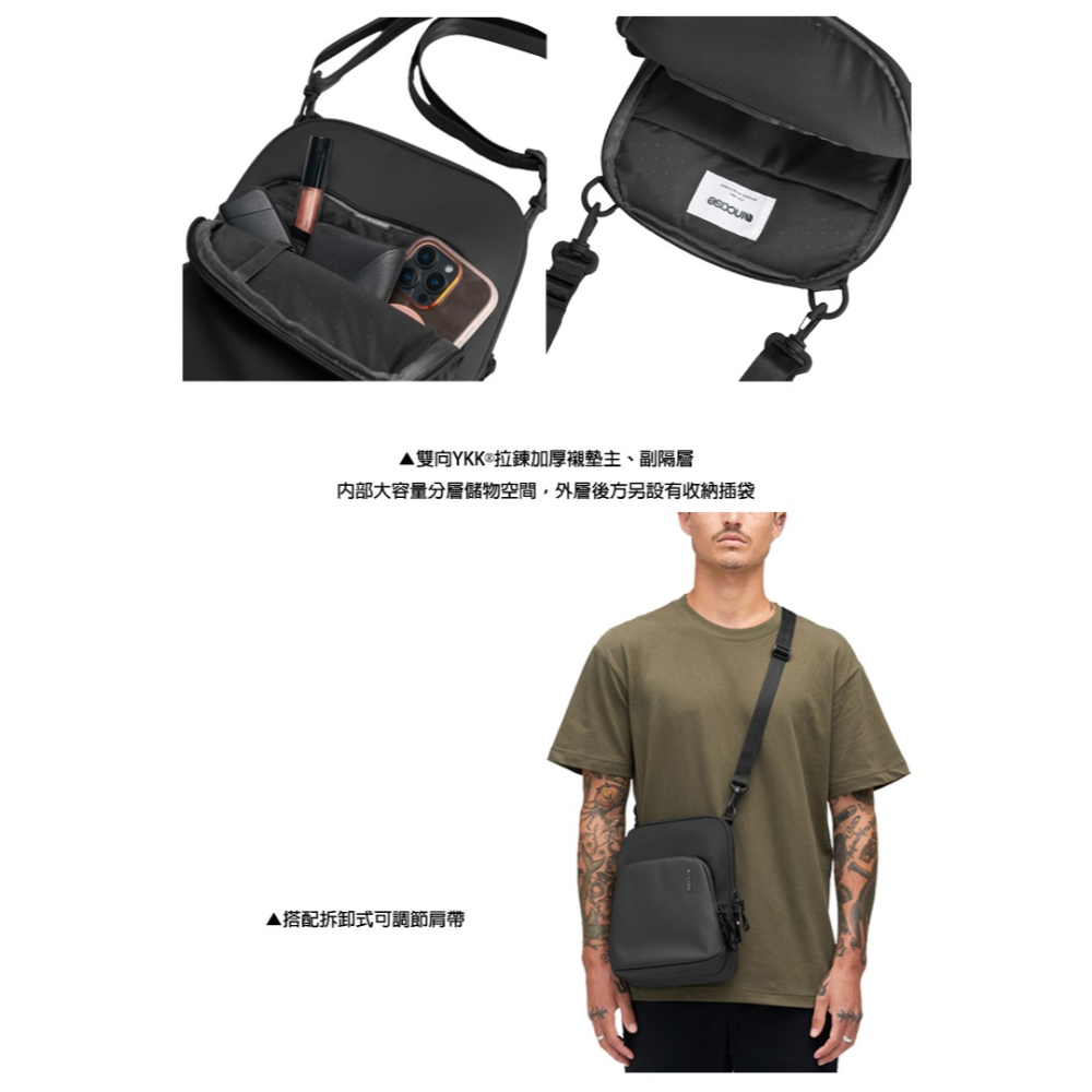 【INCASE】A.R.C. Crossbody Bag PU防水塗層 斜背包 (黑)-細節圖3