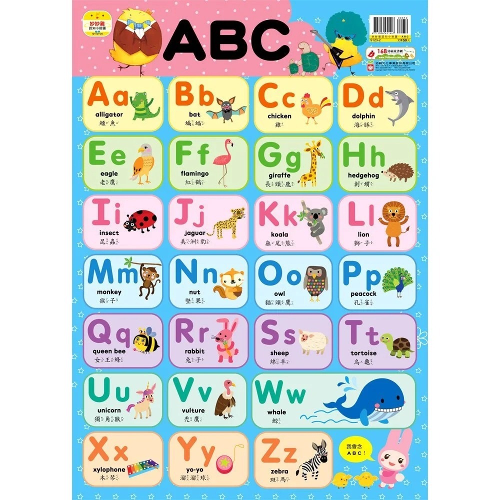 📚幼福文化📚妙妙雞認知小掛圖 ㄅㄆㄇ 123 1-20 ABC 注音 字母 數字 九九乘法-細節圖3