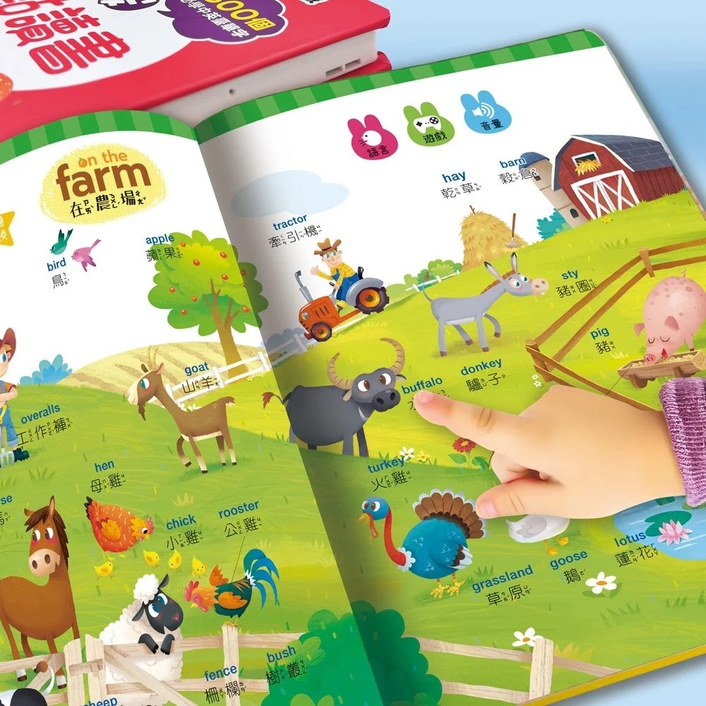 📚幼福文化📚手指按按單字學習點讀書 【中、英、臺三語發音】聲音書 有聲書 多感官 語言啟蒙 資優教育-細節圖2
