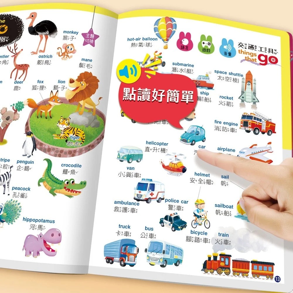 📚幼福文化📚手指按按單字學習點讀書 【中、英、臺三語發音】聲音書 有聲書 多感官 語言啟蒙 資優教育-細節圖3