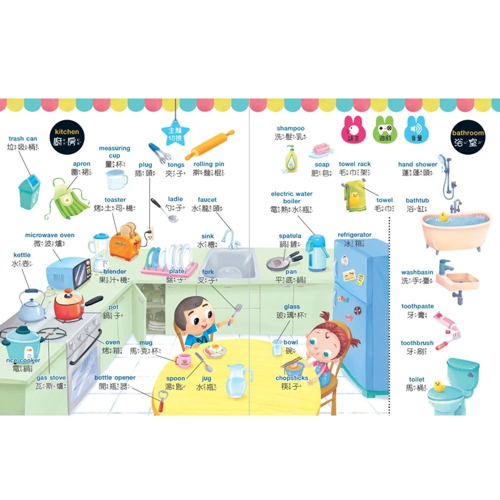 📚幼福文化📚手指按按單字學習點讀書 【中、英、臺三語發音】聲音書 有聲書 多感官 語言啟蒙 資優教育-細節圖4