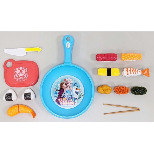 📚京甫出版社📚正版 冰雪奇緣 日式料理 切切樂遊戲組  QHE01C 廚房玩具 家家酒 食物模型-細節圖2
