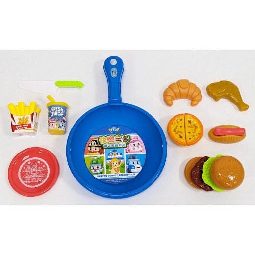 📚京甫出版社📚波力 快樂全餐 切切樂遊戲組 PL041G 廚房玩具 家家酒 食物模型-細節圖2