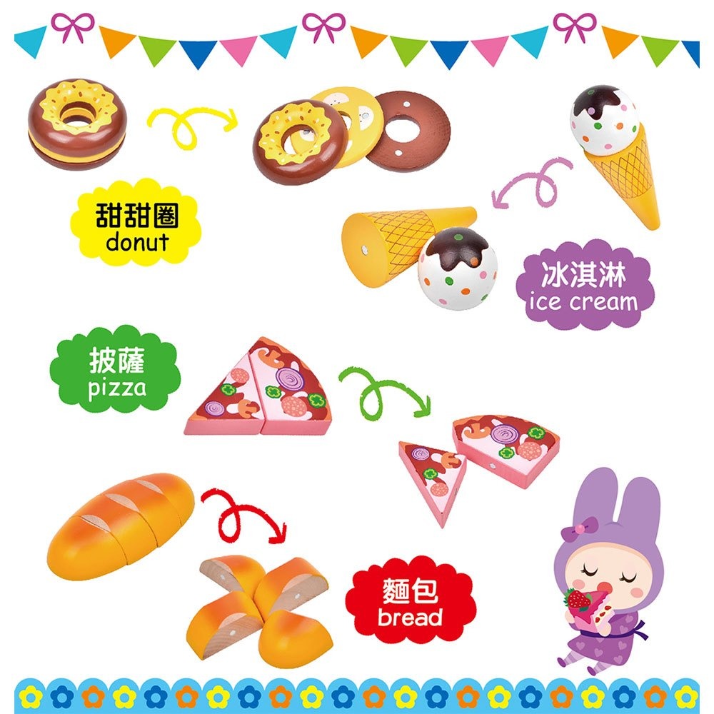📚幼福文化📚忍者兔蛋糕甜點切切樂 9126-11 木製玩具 切食物 家家酒 木頭食物 切蛋糕-細節圖6