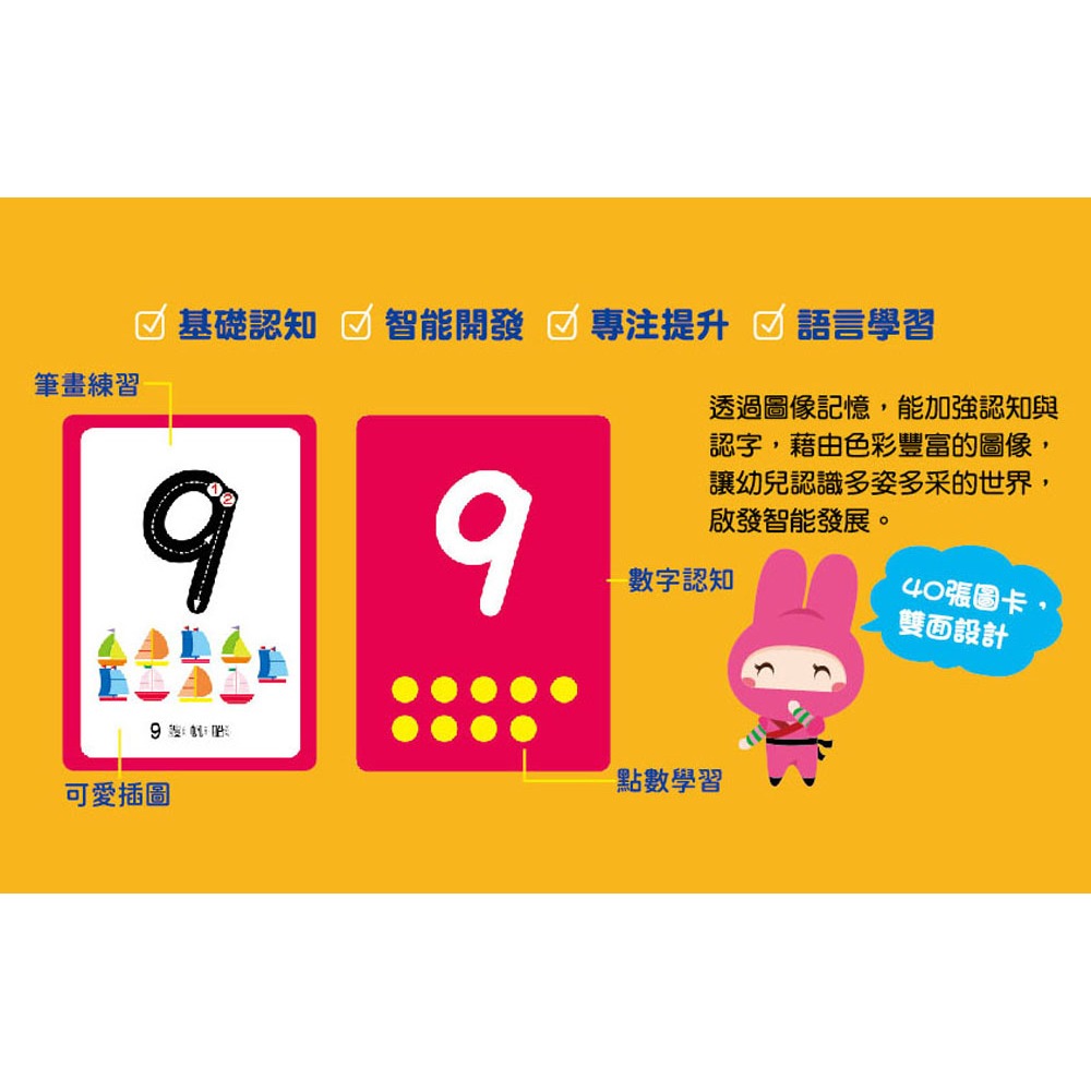 📚幼福文化📚忍者兔認知學習圖卡 7098 數字123 字母ABC 交通工具 動物世界 字卡 圖片卡 幼兒啟蒙-細節圖6