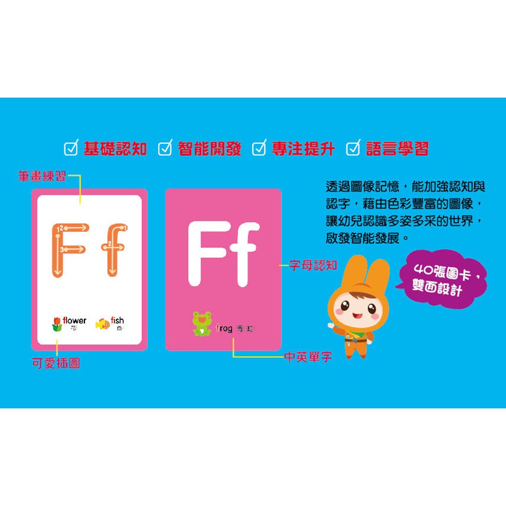 📚幼福文化📚忍者兔認知學習圖卡 7098 數字123 字母ABC 交通工具 動物世界 字卡 圖片卡 幼兒啟蒙-細節圖7