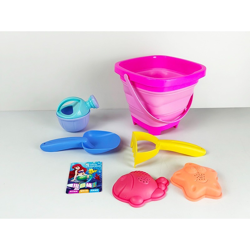 📚京甫出版社📚正版授權 迪士尼公主 摺疊桶玩沙組QH038C ST安全玩具 夏天玩具 玩水玩沙工具-細節圖4