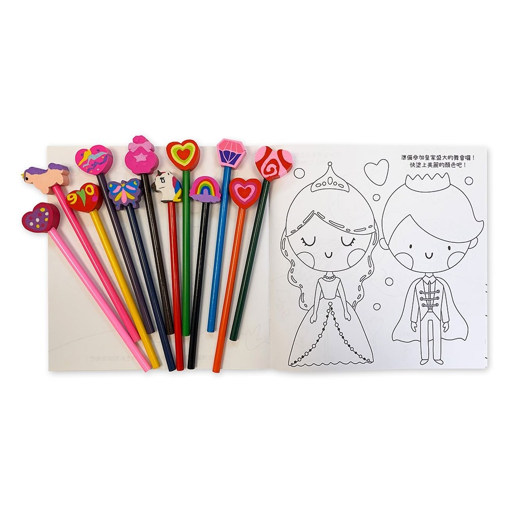 📚幼福文化📚寶貝創意彩繪時光 可愛動物 交通工具 夢幻公主 恐龍世界 著色本 色鉛筆 造型橡皮擦 小禮物-細節圖7