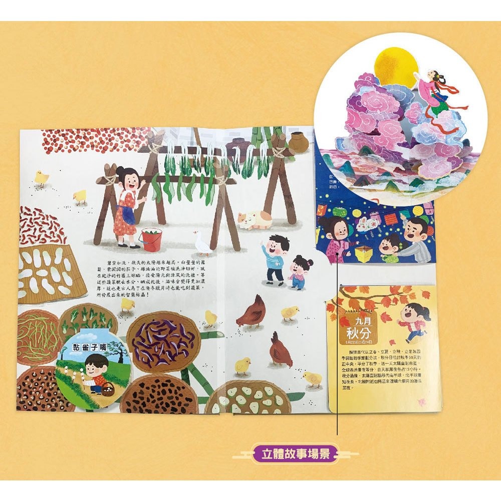 📚幼福文化📚我們的二十四節氣【秋收】：立秋、處暑、白露、秋分、寒露、霜降9207-28 立體書 翻翻書 操作書-細節圖6