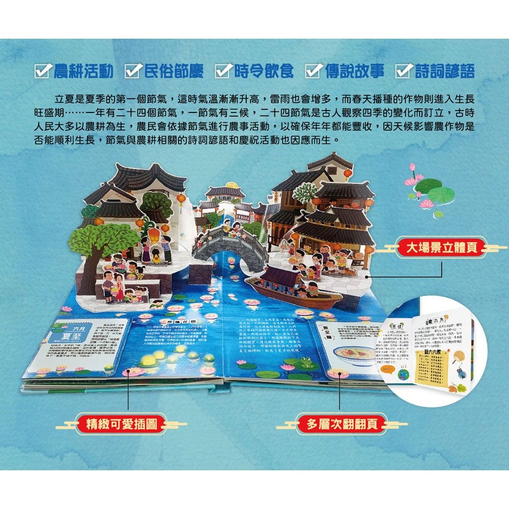 📚幼福文化📚我們的二十四節氣【夏耘】：立夏、小滿、忙種、夏至、小暑、大暑9207-27 立體書 翻翻書 操作書-細節圖2
