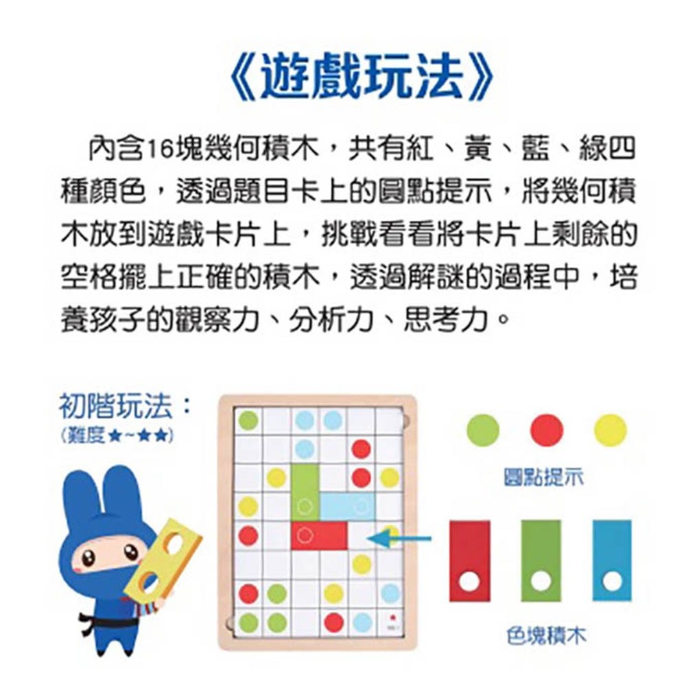 📚幼福文化📚忍者兔俄羅斯方塊益智解謎盤 9126-9 邏輯推理 空間幾何 資優教育 專注思考 親子益智-細節圖3