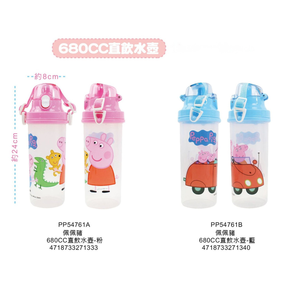 ⭐敦景⭐正版授權 台灣製 佩佩豬 直飲水壺 (680cc/ml) 彈蓋水壺 兒童水壺 塑膠水壺-細節圖4