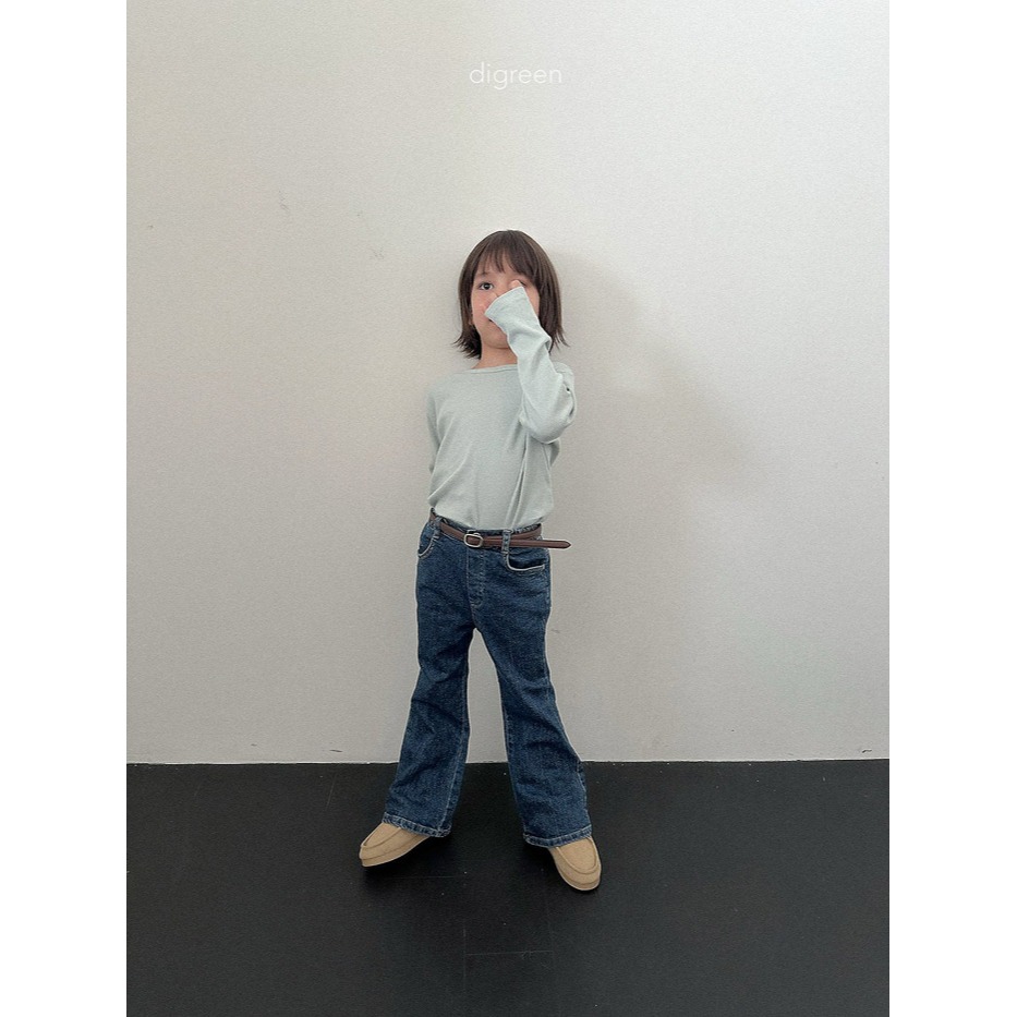 小韓舍✦正韓童裝-digreen-修身復古微喇叭牛仔長褲-細節圖8