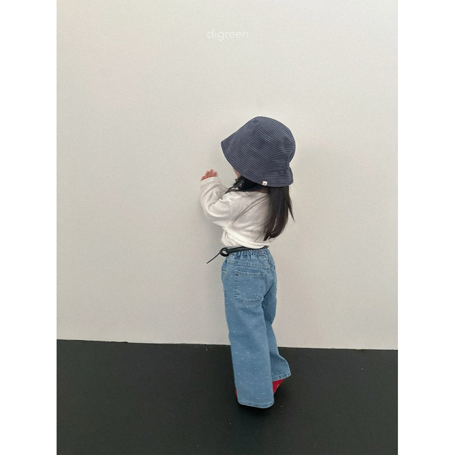 小韓舍✦正韓童裝-digreen-滿天星點綴闊腿牛仔長褲-細節圖4