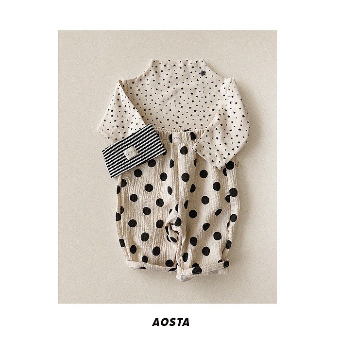 小韓舍✦正韓童裝-Aosta-皺皺紗布童趣印花哈倫長褲-細節圖2
