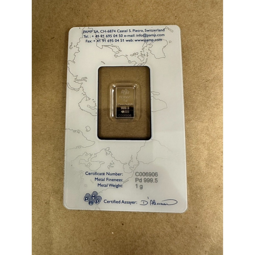 瑞士PAMP財富女神鈀金條1公克/卡裝-細節圖2