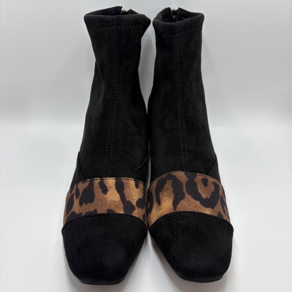 🔥【一穿就顯瘦】韓系方頭豹紋拼接內增高短靴｜低調性感系必收24.5適合-細節圖4