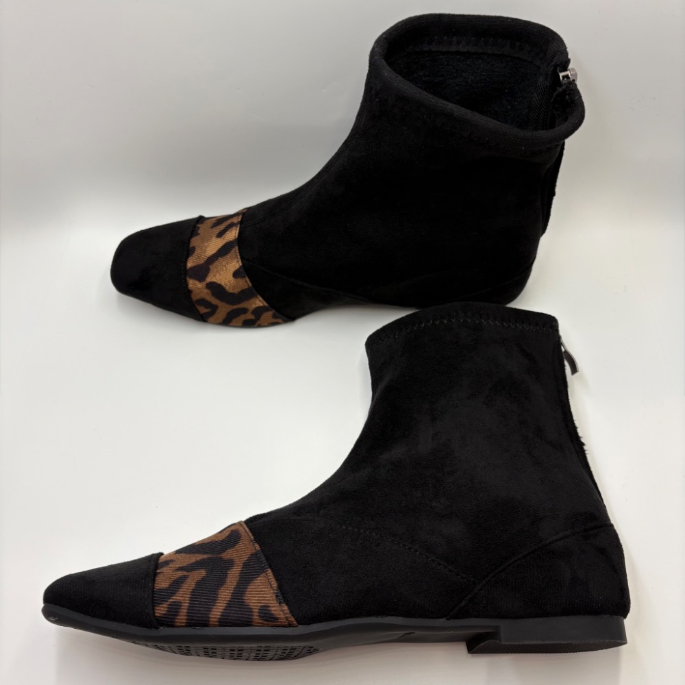 🔥【一穿就顯瘦】韓系方頭豹紋拼接內增高短靴｜低調性感系必收24.5適合-細節圖5