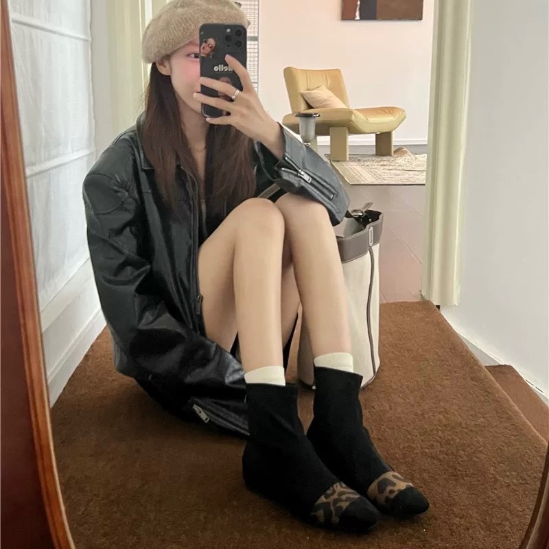 🔥【一穿就顯瘦】韓系方頭豹紋拼接內增高短靴｜低調性感系必收24.5適合-細節圖11