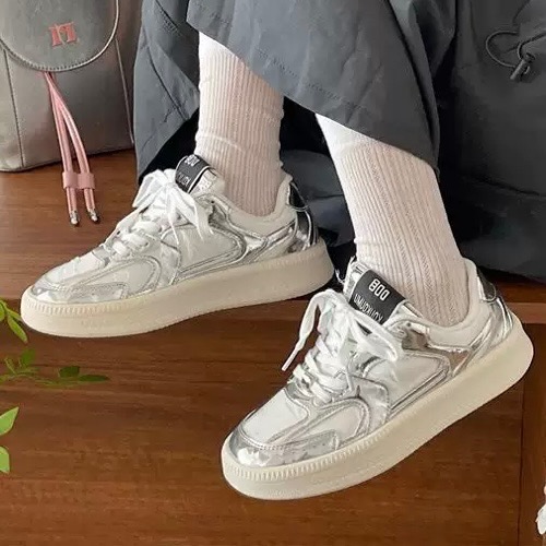 ✨復古白銀拼色阿甘鞋｜顯白又顯腿長｜日常百搭神鞋✨（24適合）-細節圖2
