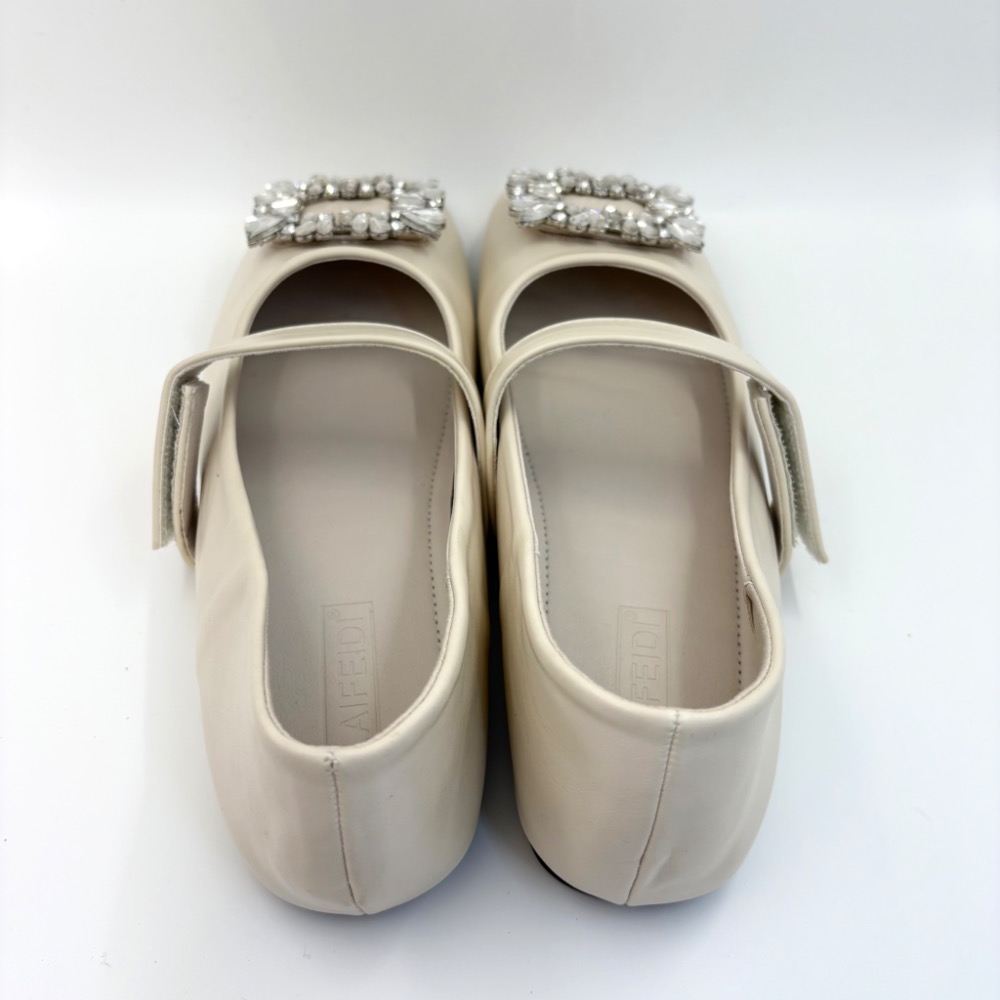 全新法式溫柔杏色水鑽瑪莉珍平底鞋｜氣質爆棚✨顯腳小｜24公分剛剛好-細節圖4