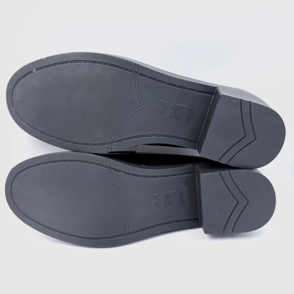 ✨全新黑色漆皮金鏈條樂福跟鞋｜一穿就有氣勢的通勤神鞋｜25cm✨-細節圖6