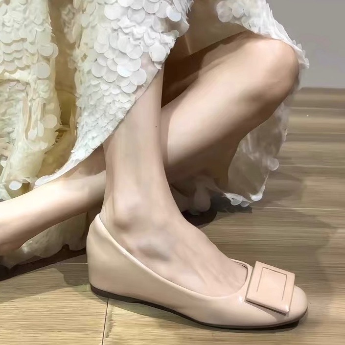 🔥【微瑕特惠】法式奶茶色方扣內增高平底鞋｜一穿顯高4cm・氣質不費力39/24.5-細節圖2