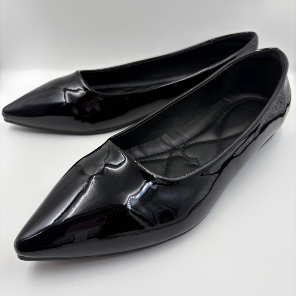 全新｜韓系極簡尖頭漆皮平底鞋🖤顯瘦修腳型・通勤/約會一雙搞定｜40碼-細節圖6